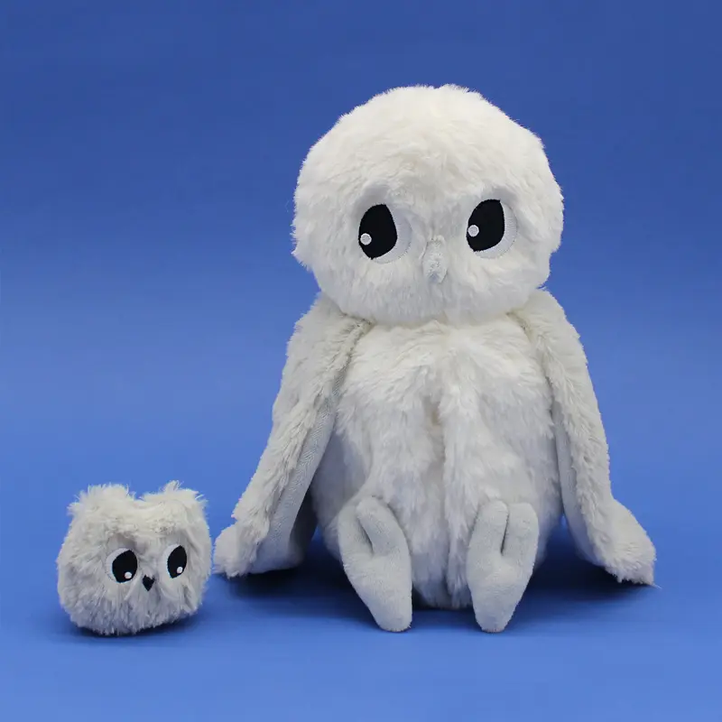 Peluche chouette polaire Coucou maman et son bébé gris clair - Les Ptipotos