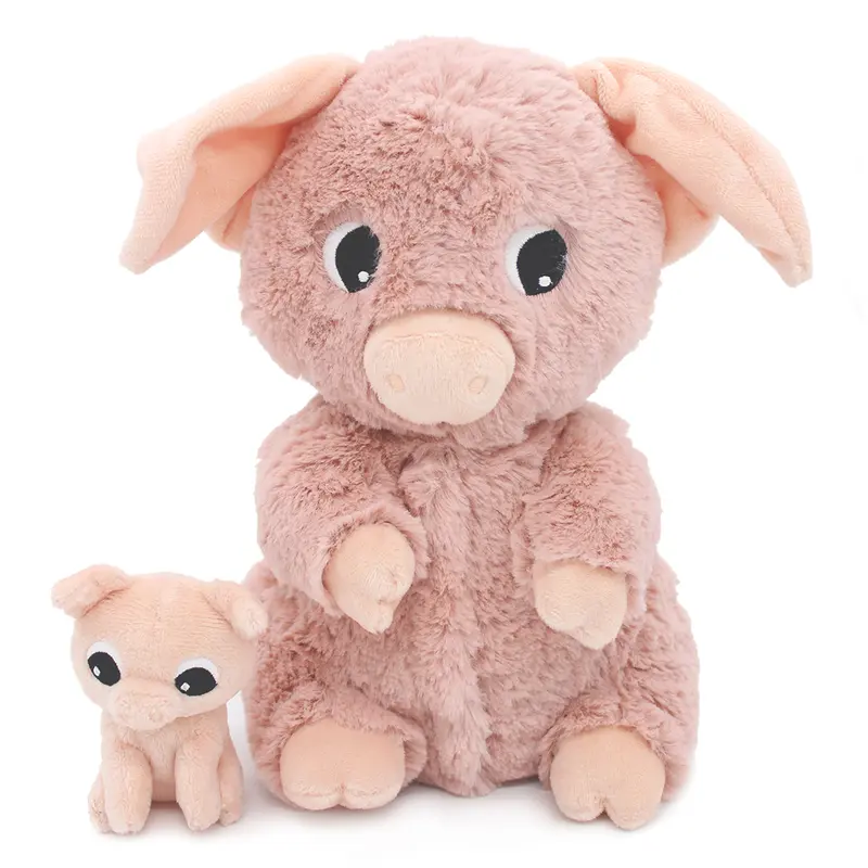 Peluche cochon Barbekiou maman et son bébé rose - Les Ptipotos