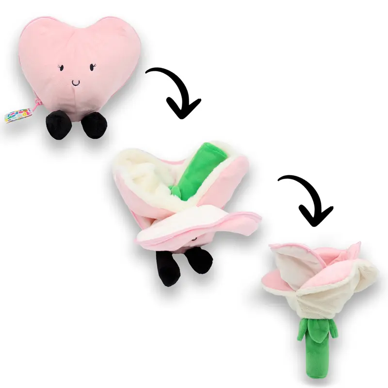 Peluche Coeur/Fleur blanc-rose - Flipetz