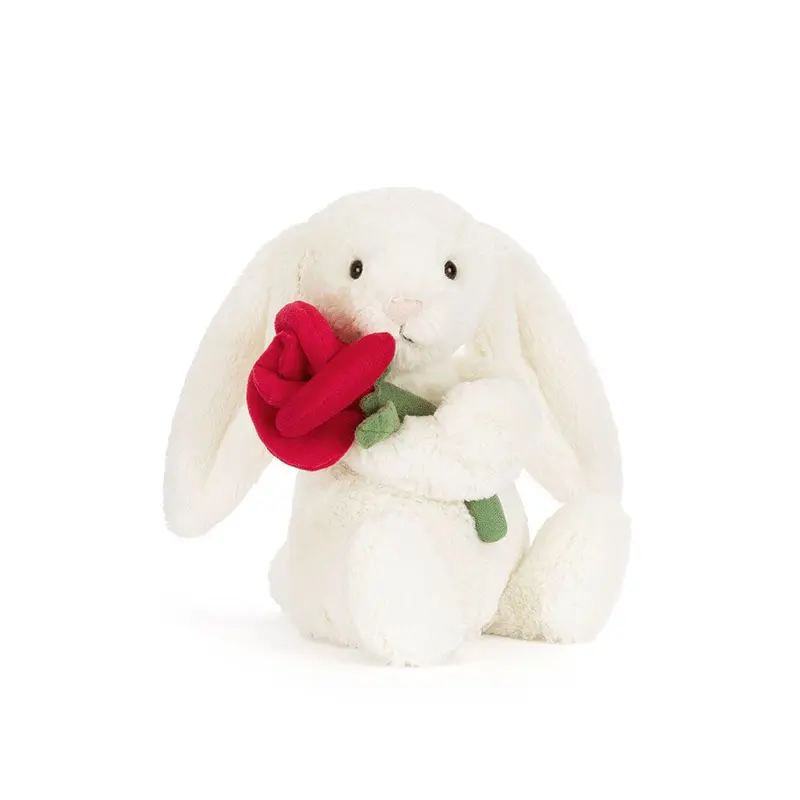peluche cream bunny with rose - JELLYCAT