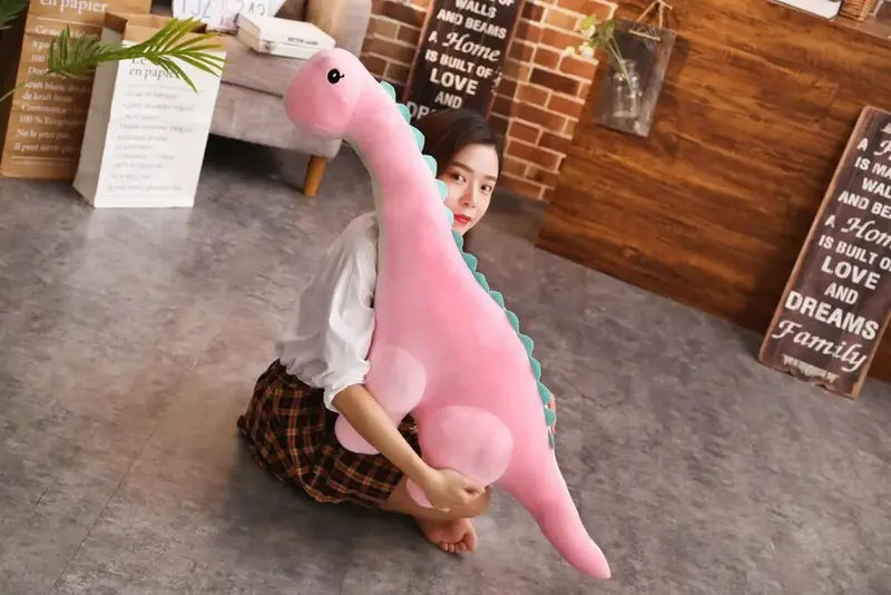 Peluche Dinosaure <br> Bébé Dilplodocus rose 50cm