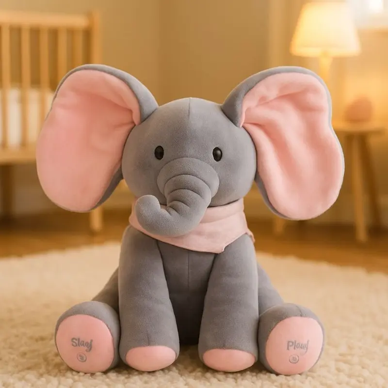 Peluche éléphant interactive Lélé – Jouet sensoriel pour bébé