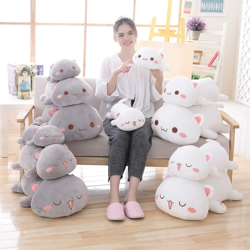 Peluche Géante Chat Gris et Blanc