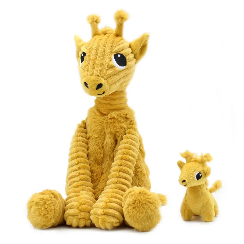 Peluche girafe Loncou maman et son bébé jaune moutarde - Les Ptipotos