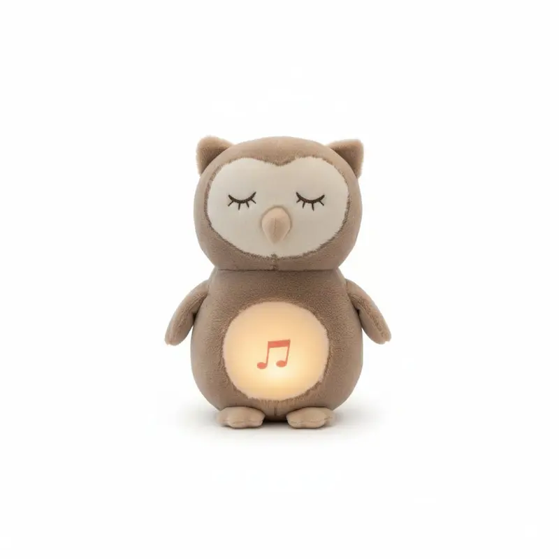 Peluche Hibou Respirante – Veilleuse LED & Sons Apaisants pour Bébé