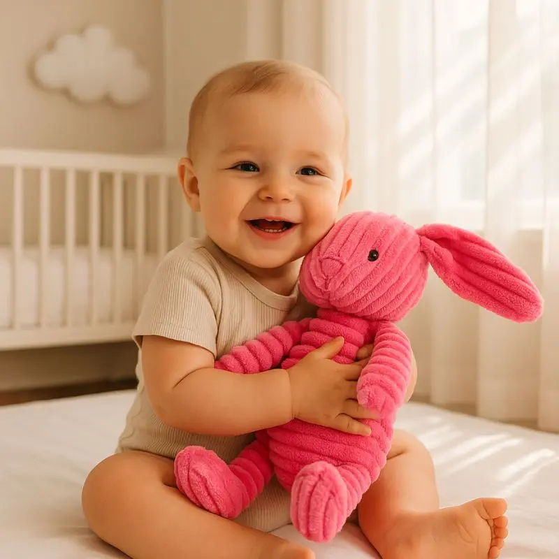 Peluche Lapin Bébé Rose - Douce & Lavable