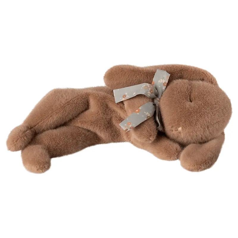 Peluche Lapin Endormi, Petit - Brun Doux