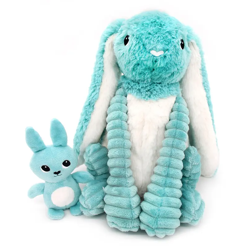 Peluche lapin Toudou maman et son bébé bleu aqua - Les Ptipotos