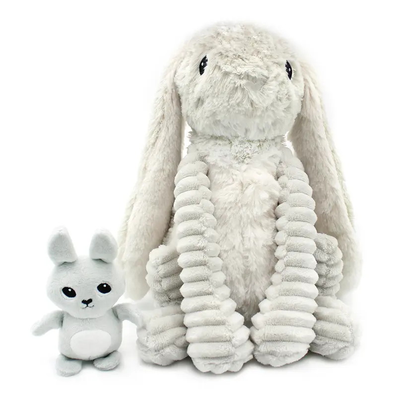 Peluche lapin Toudou maman et son bébé gris clair - Les Ptipotos