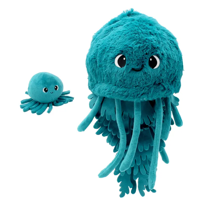 Peluche méduse Lilou maman et son bébé bleu paon - Les Ptipotos