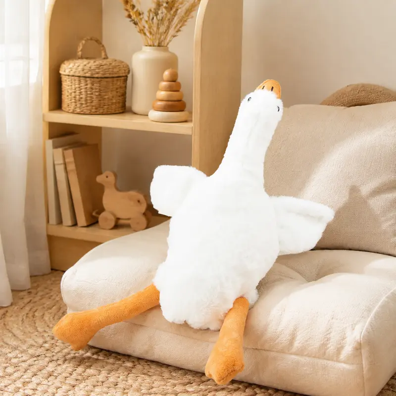 Peluche Oie Blanche 50 cm – Coussin Décoratif