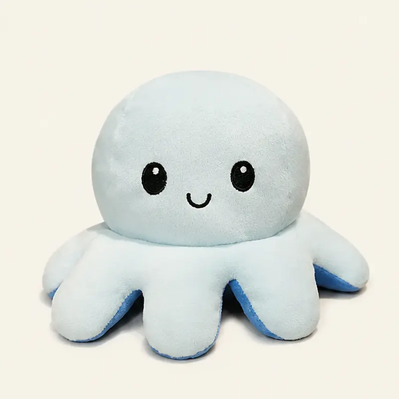 Peluche Pieuvre Réversible Bleu