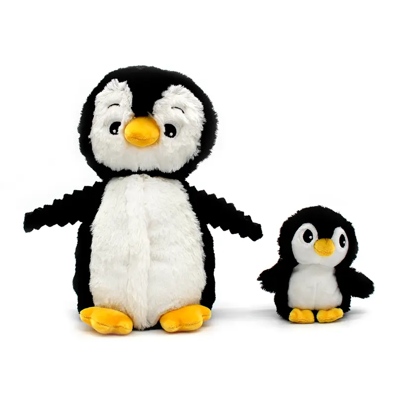 Peluche pingouin Iglou maman et son bébé blanc et noir - Les Ptipotos