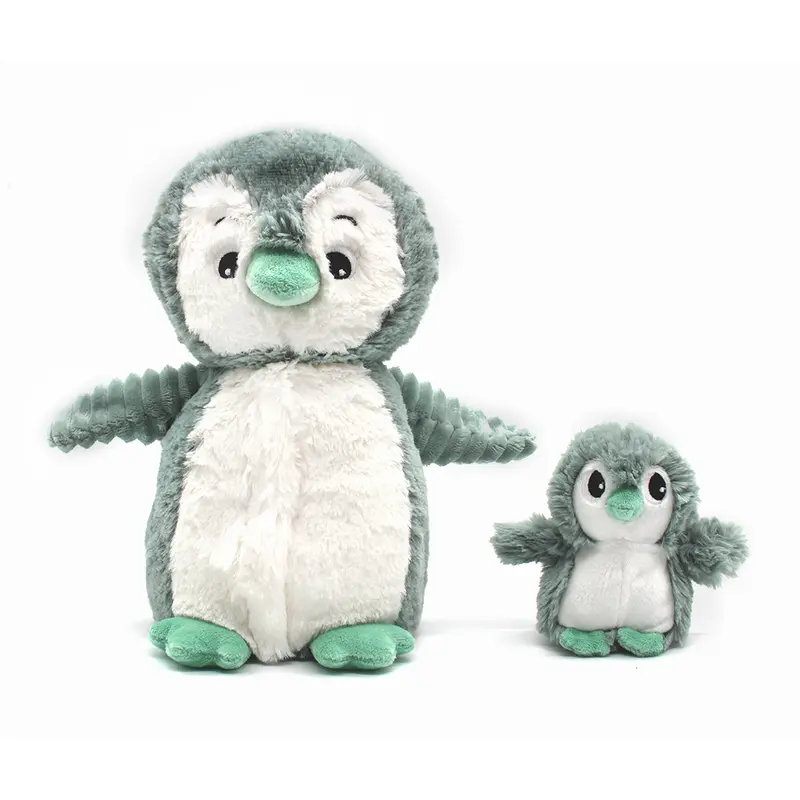 Peluche pingouin Iglou maman et son bébé vert menthe - Les Ptipotos