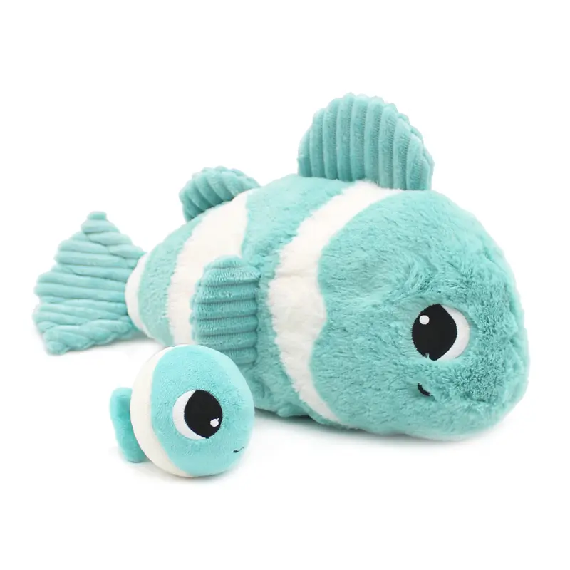 Peluche poisson-clown Bigou maman et son bébé bleu aqua - Les Ptipotos