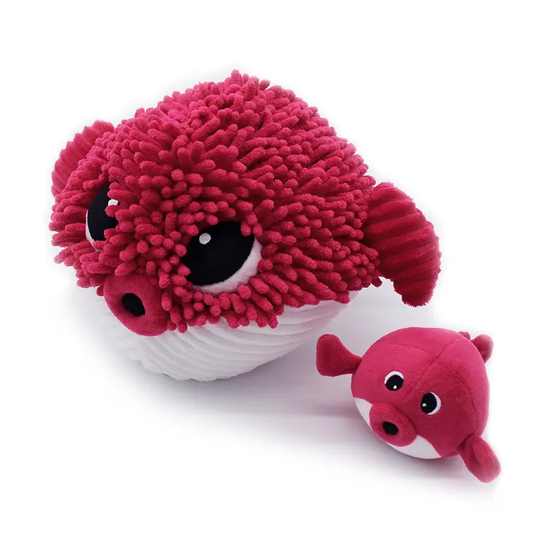 Peluche poisson globe Gobetou maman et son bébé betterave - Les Ptipotos