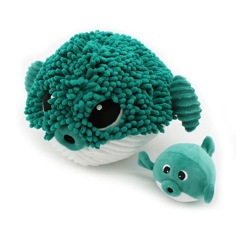 Peluche poisson globe Gobetou maman et son bébé vert - Les Ptipotos