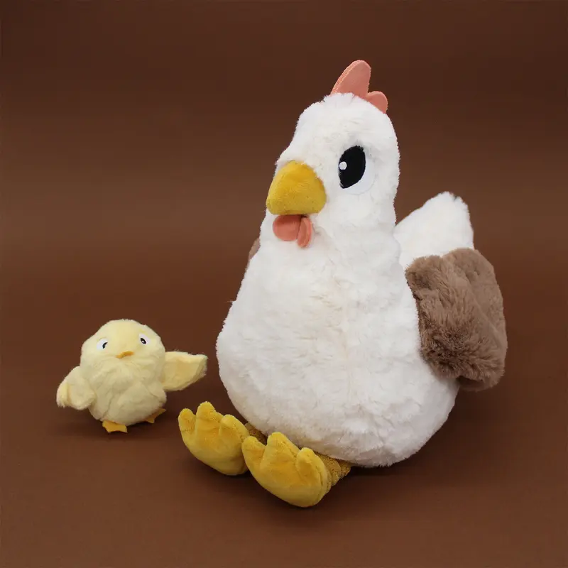 Peluche poule Pioupiou maman et son bébé blanc - Les Ptipotos