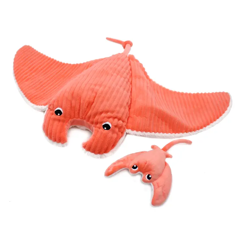 Peluche raie maman / bébé rose
