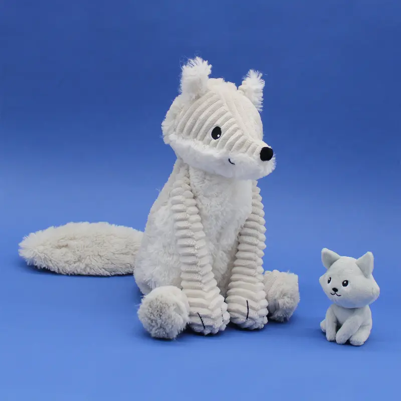 Peluche renard arctique Frimou maman et son bébé gris clair - Les Ptipotos