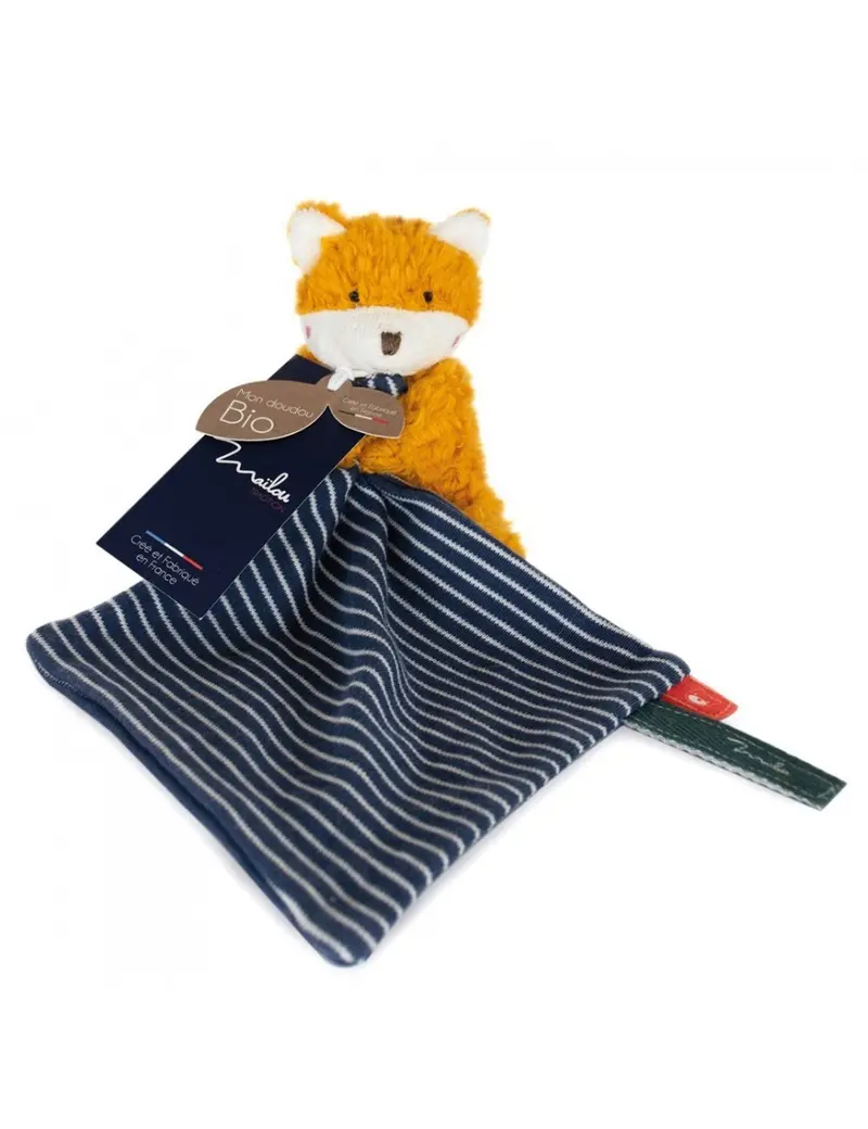 Peluche renard avec doudou en coton biologique