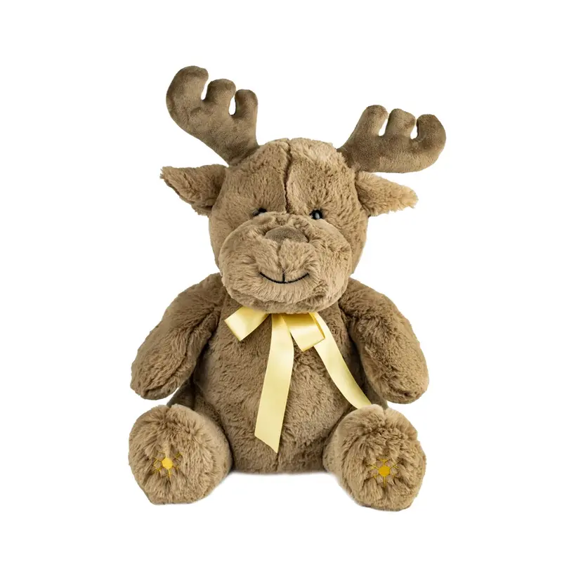 Peluche Renne Marron Nœud Or Brodé Flocon Or Pattes - Kalidou