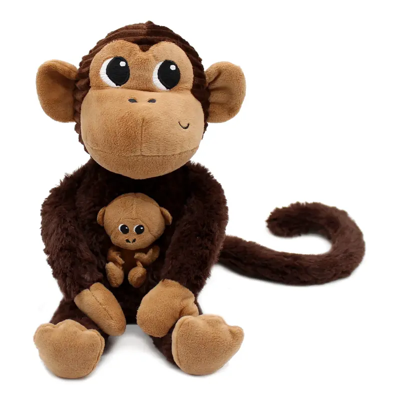 Peluche singe Zazou maman / bébé