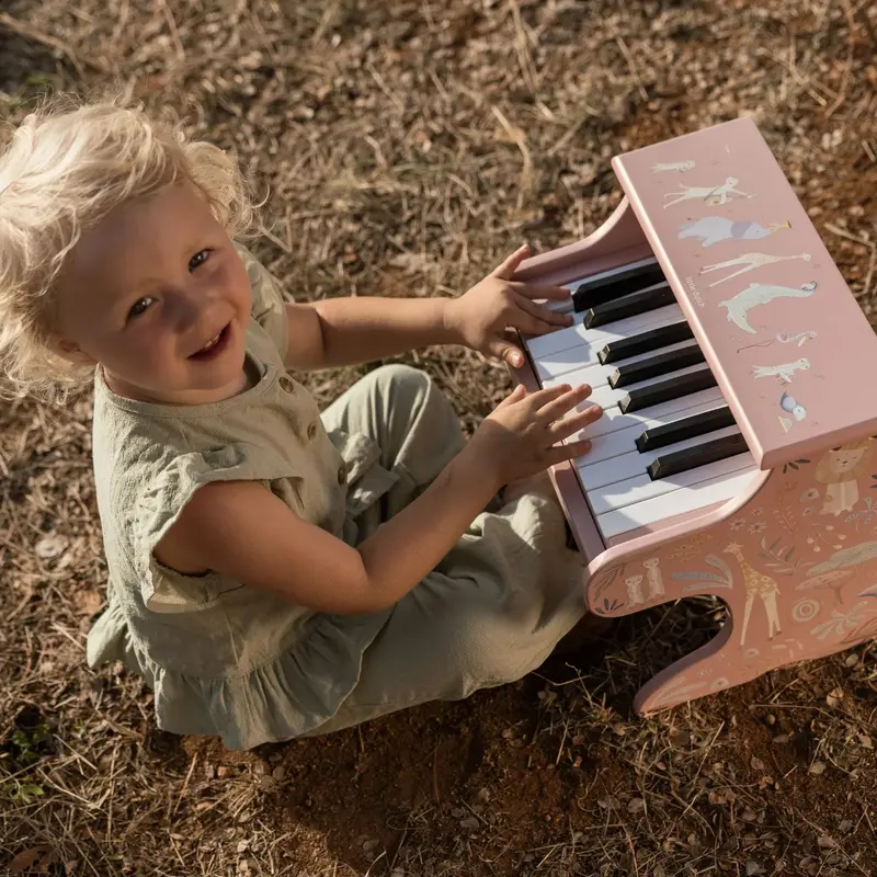 Piano en bois rose Safari Friends – premier piano enfant