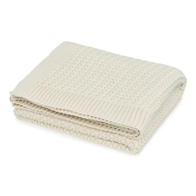 Plaid Bébé En Tricot Harper - Gots - Blanc Cassé
