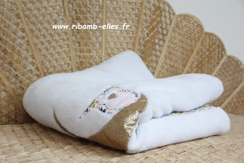 Plaid bébé fait main – thème hiboux | Ton parme/liberty – fabrication française