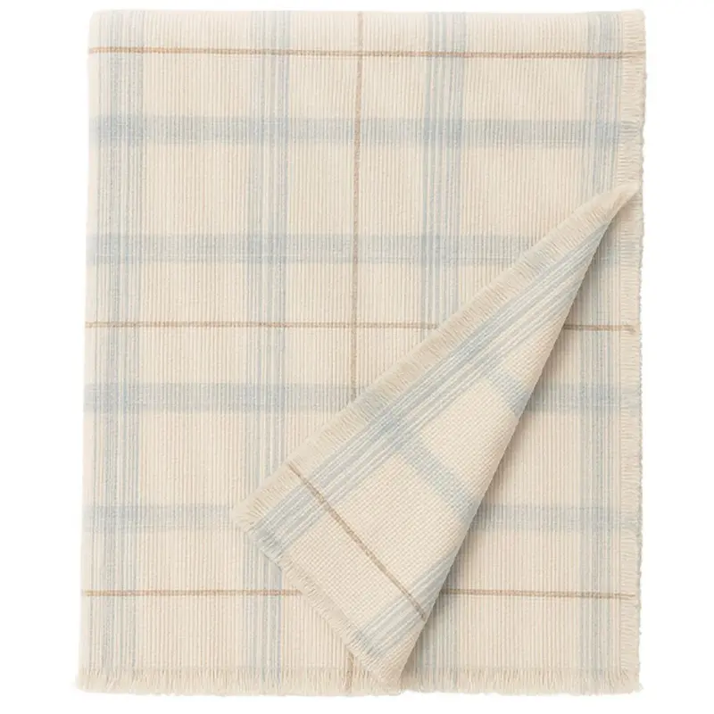 Plaid Écossais Tissé À La Main Bleu Sauge 140 X 200 Cm