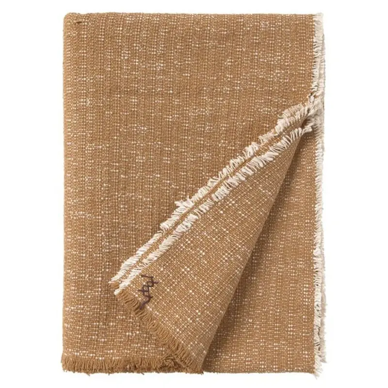 Plaid Tissé Main Ocre 130 X 180 Cm