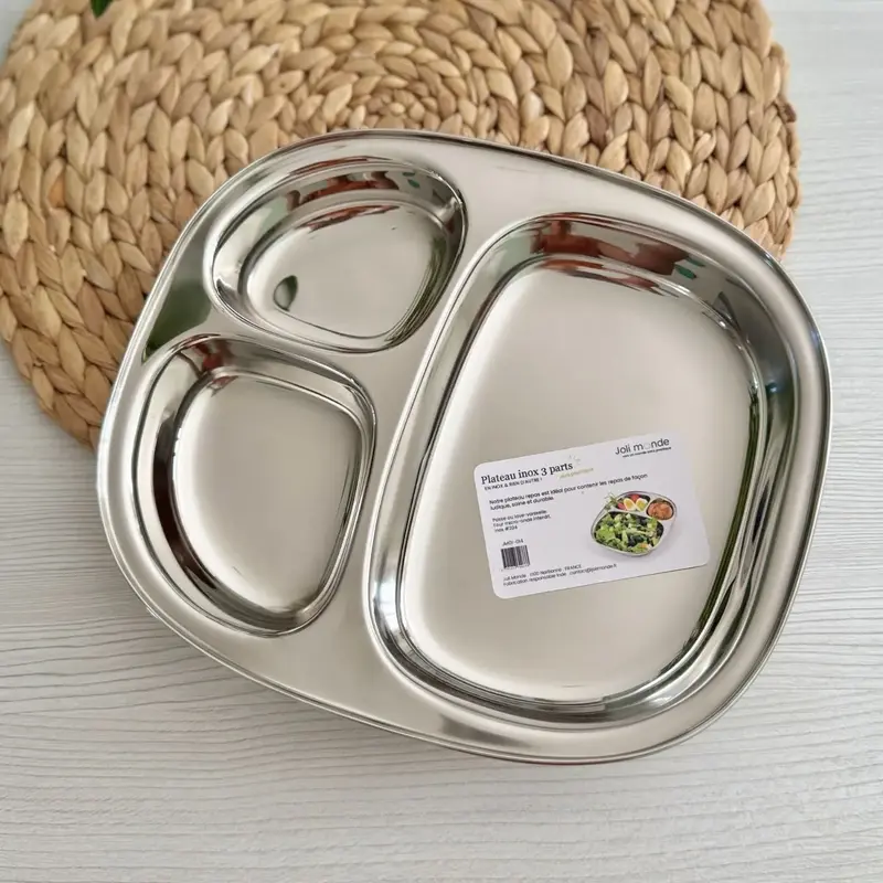 Plateau repas enfant inox 3 compartiments Joli Monde