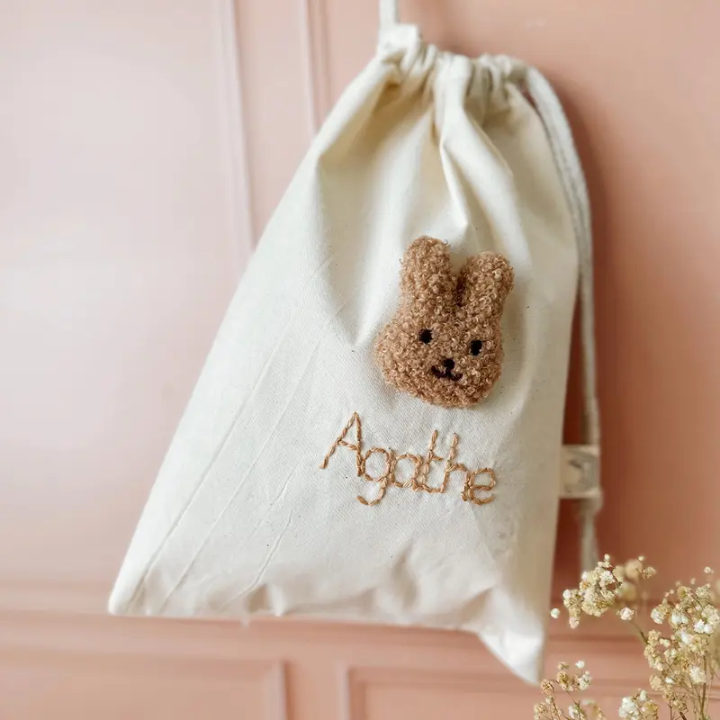 Pochon de naissance personnalisé - Lapin Bouclette