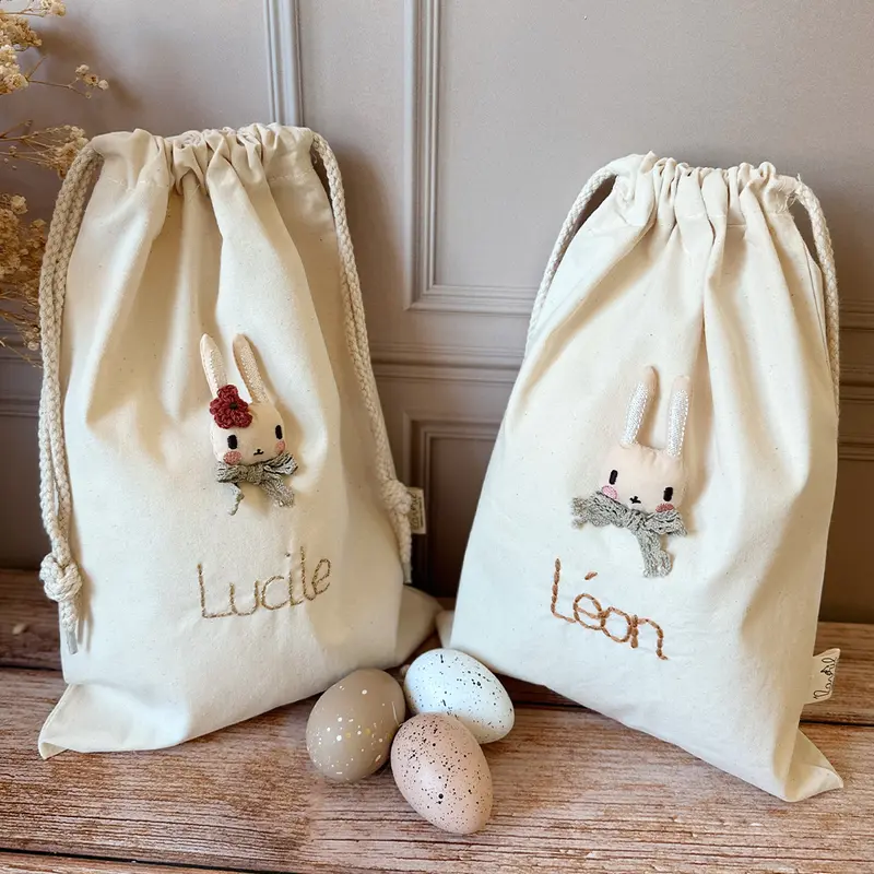 Pochon de naissance personnalisé - Mr ou Mme Lapin
