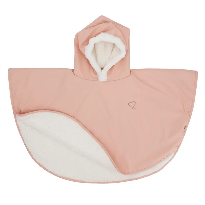 Poncho bébé imperméable - Cape de pluie bébé bi-matière 9-36 mois - Rosée Cœur