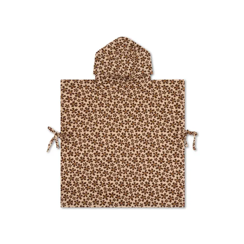 Poncho de plage enfant Wild Flower marron – 50 x 50 cm