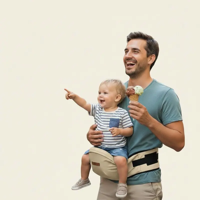 Porte-bébé assis éponge — Poche intégrée & rembourrage hanches