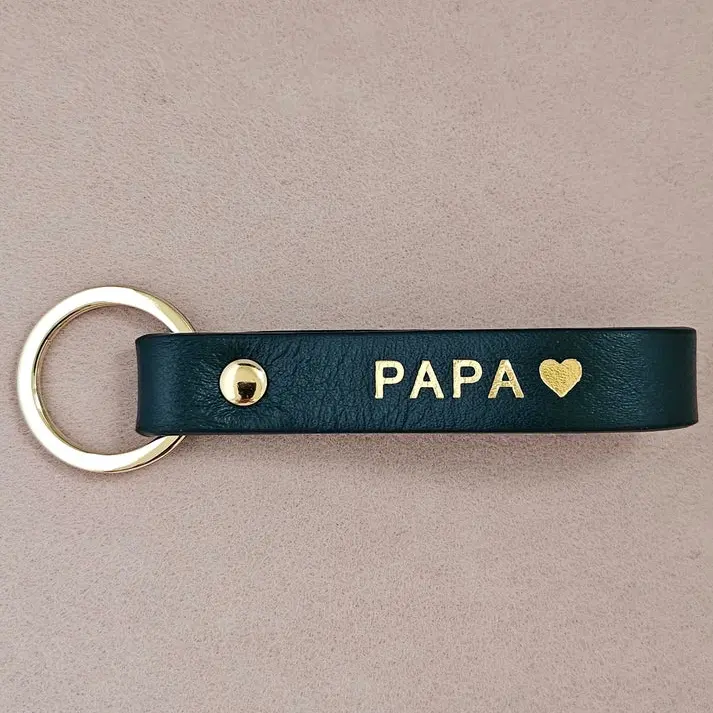 Porte clé cuir papa vert canard