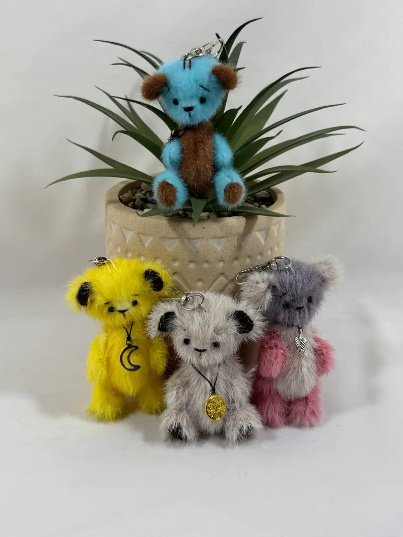 Porte-clés mini ours articulé fait main 8cm – 4 modèles au choix