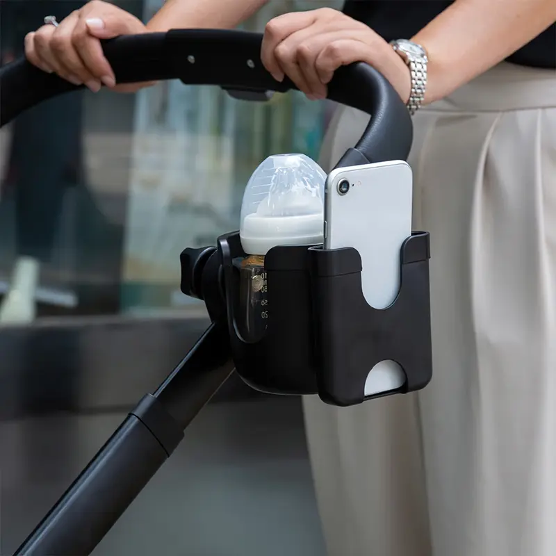 Porte-gobelet poussette bébé avec support téléphone - accessoire universel café tasse poussette