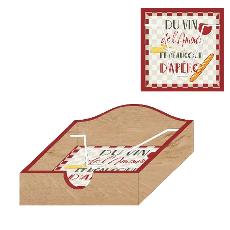 Porte-serviettes bois et époxy Vin Amour Apéro - Brèves de comptoir