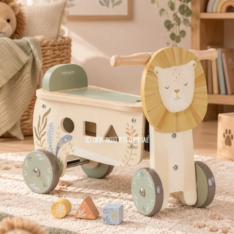 Porteur Lion Safari Friends – porteur en bois enfant