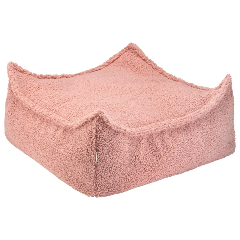 Pouf Carré Molletonné - Rose Goyave