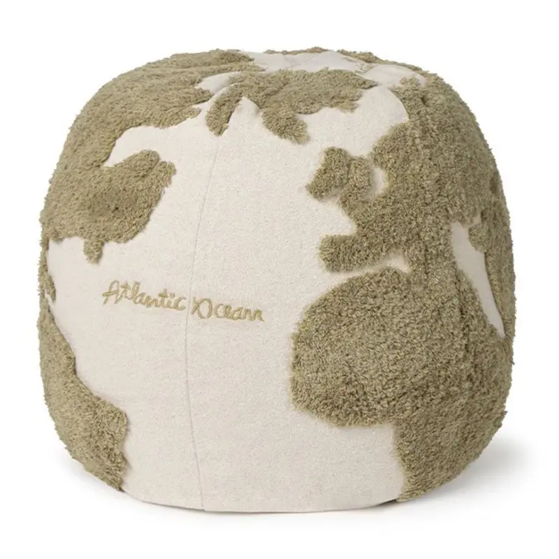 Pouf Carte Du Monde En Tissu Recyclé