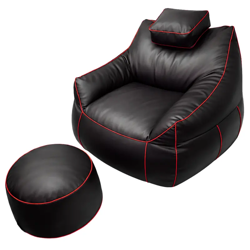 Pouf gaming en similicuir - 100x110 cm + Repose-pieds