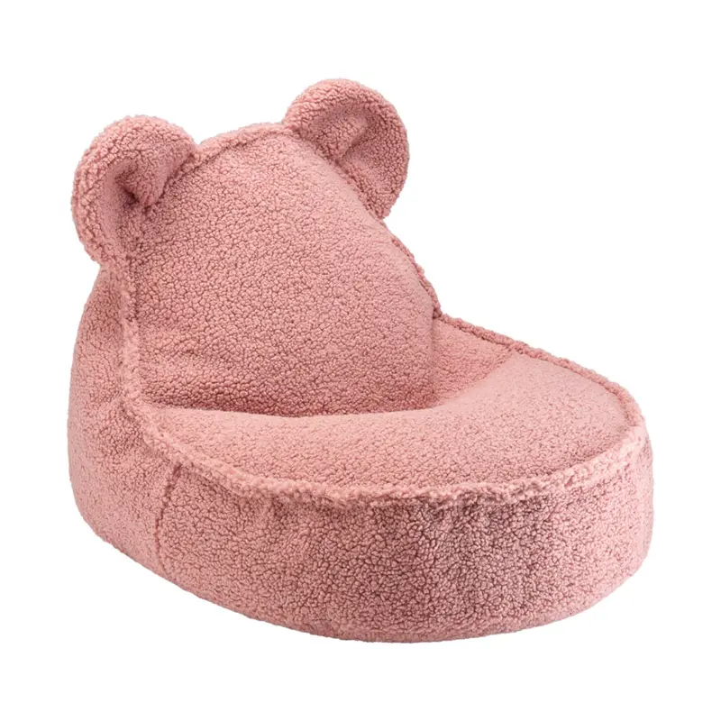 Pouf Ours Molletonné - Rose Goyave
