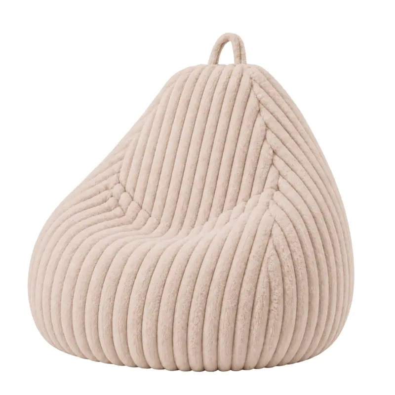 Pouf Poire Fourrure Côtelée Déhoussable - 105x85 Cm