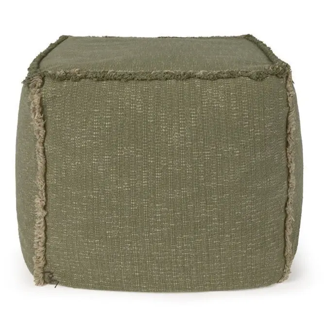 Pouf Tissé Main Kaki