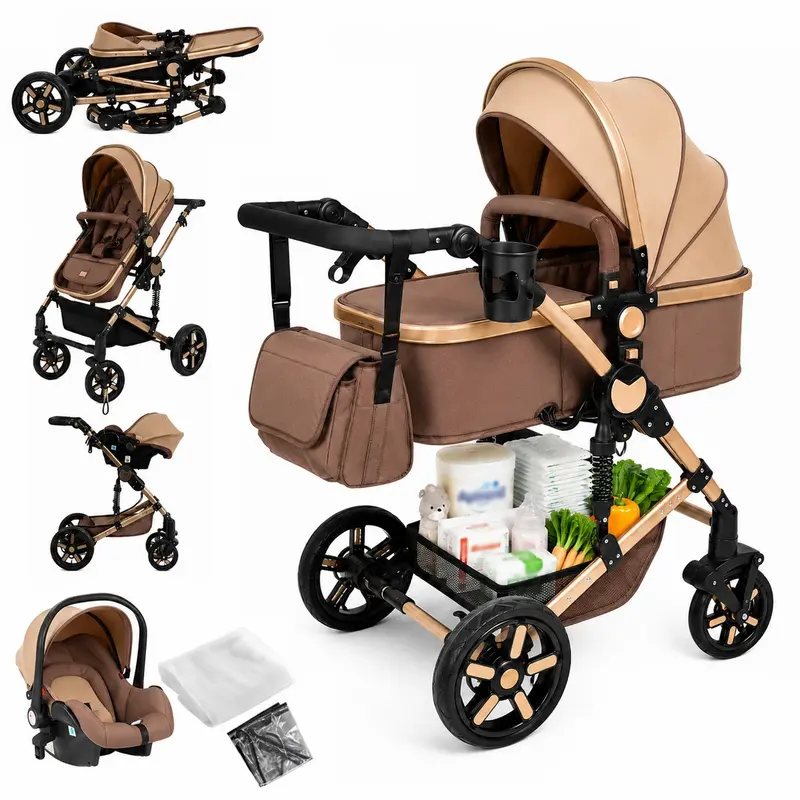 Poussette 3 en 1 Évolutive – Nacelle, Siège Réversible & Châssis Pliable